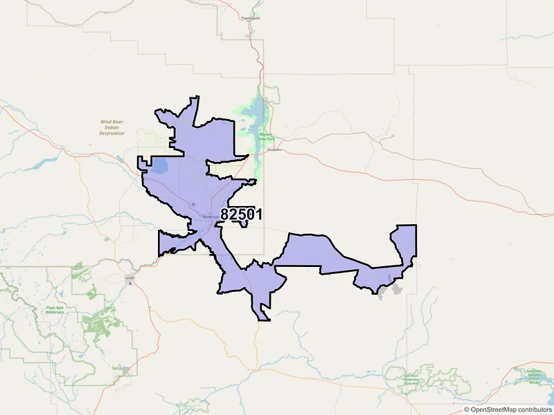 Map of ZIP Code 82501 — Riverton, WY