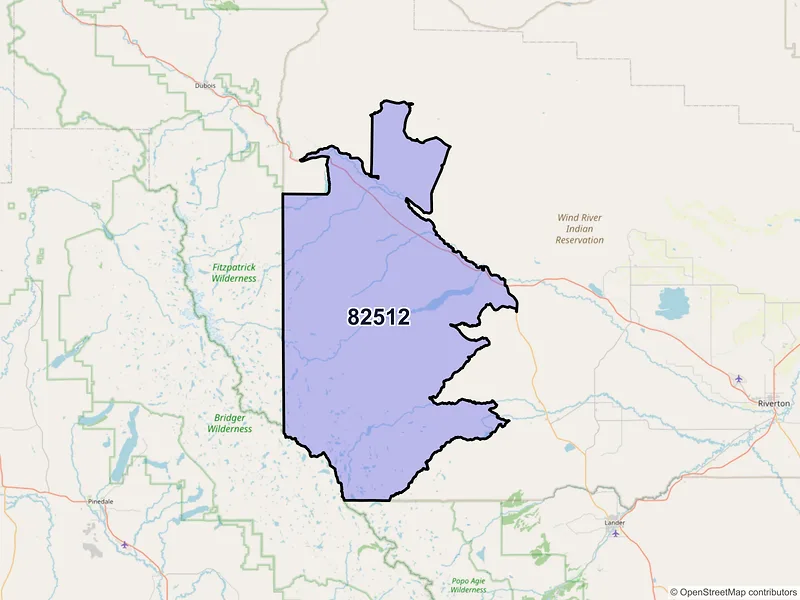 Map of ZIP Code 82512 — Crowheart, WY