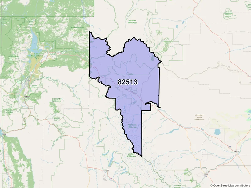 Map of ZIP Code 82513 — Dubois, WY