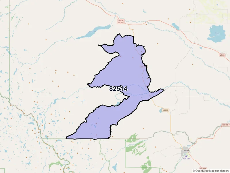 Map of ZIP Code 82514 — Fort Washakie, WY