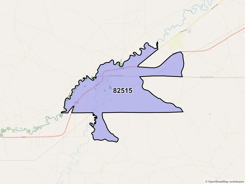 Map of Hudson, Wyoming and ZIP codes