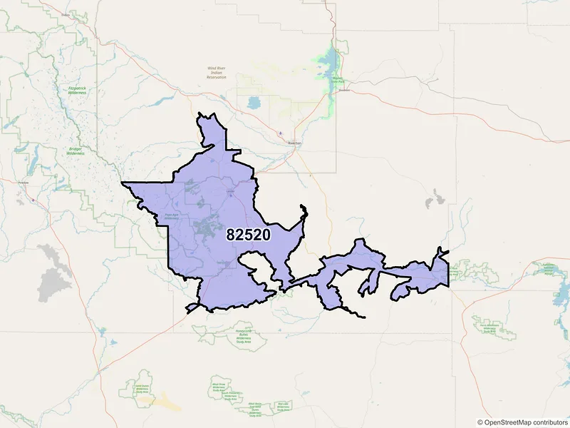 Map of ZIP Code 82520 — Lander, WY