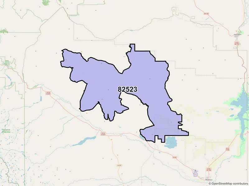 Map of ZIP Code 82523 — Pavillion, WY