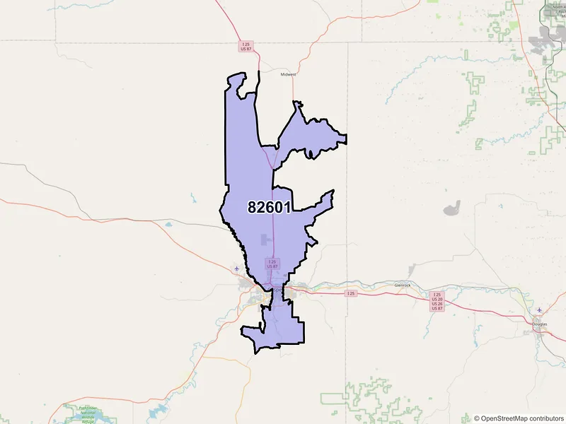 Map of ZIP Code 82601 — Casper, WY