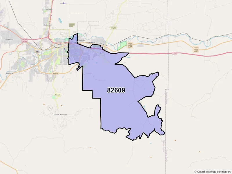 Map of ZIP Code 82609 — Casper, WY