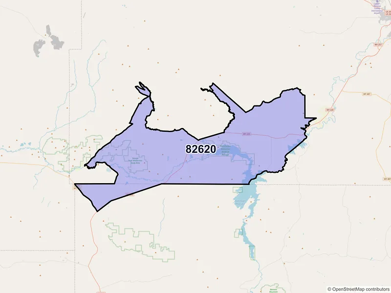 Map of ZIP Code 82620 — Alcova, WY