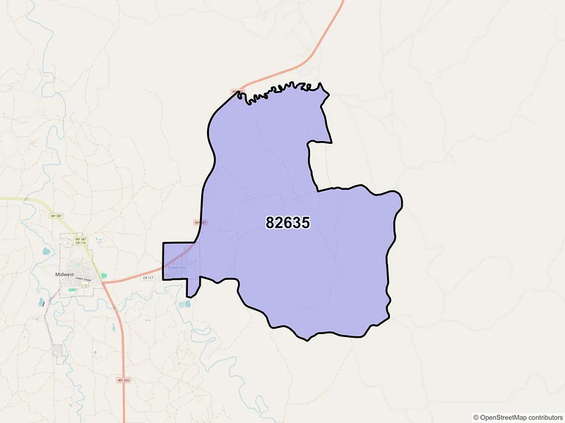 Map of Edgerton, Wyoming and ZIP codes