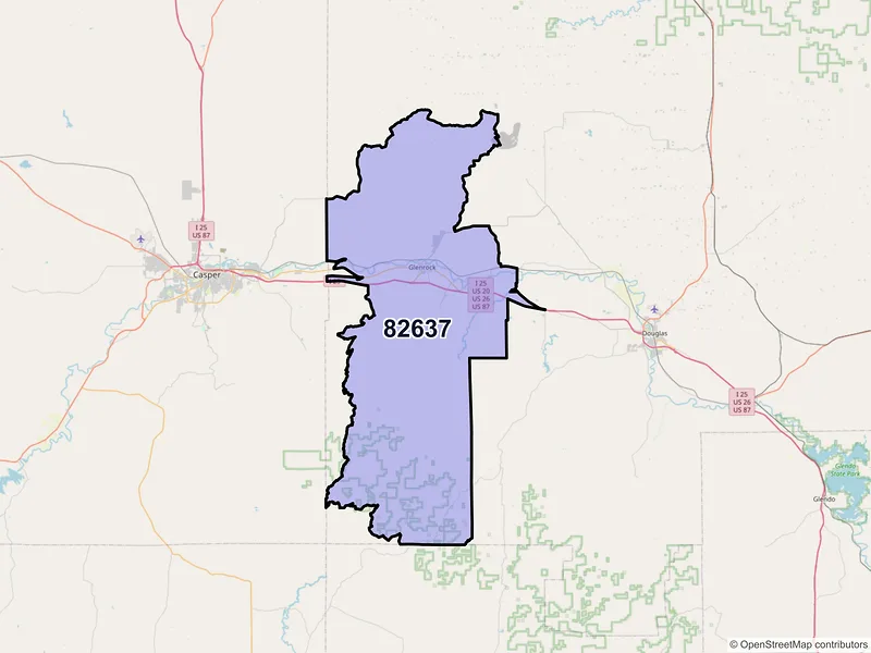 Map of ZIP Code 82637 — Glenrock, WY