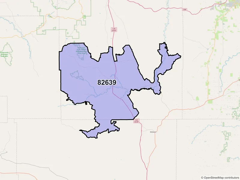 Map of ZIP Code 82639 — Kaycee, WY