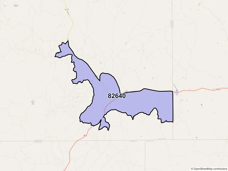 Map of Linch, Wyoming and ZIP codes