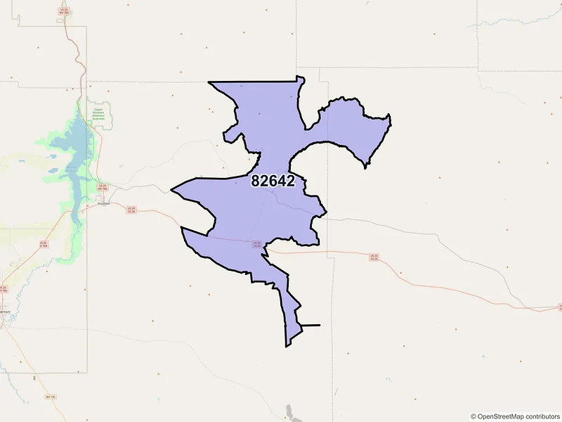 Map of ZIP Code 82642 — Lysite, WY
