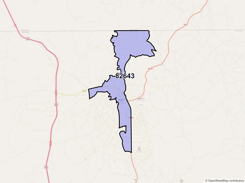 Map of Midwest, Wyoming and ZIP codes
