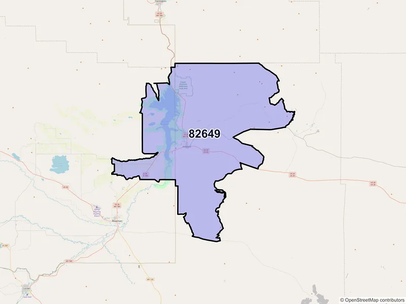 Map of Shoshoni, Wyoming and ZIP codes
