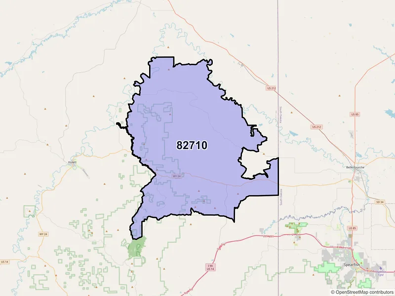 Map of ZIP Code 82710 — Aladdin, WY
