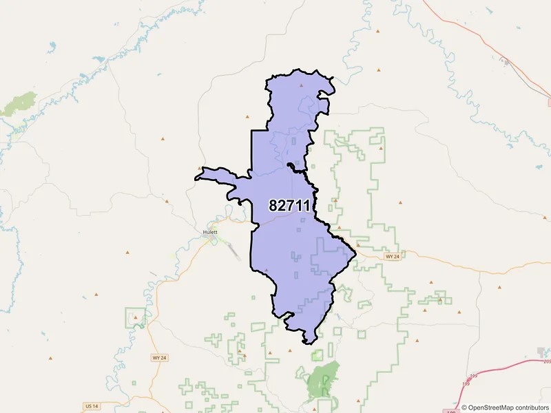 Map of ZIP Code 82711 — Alva, WY