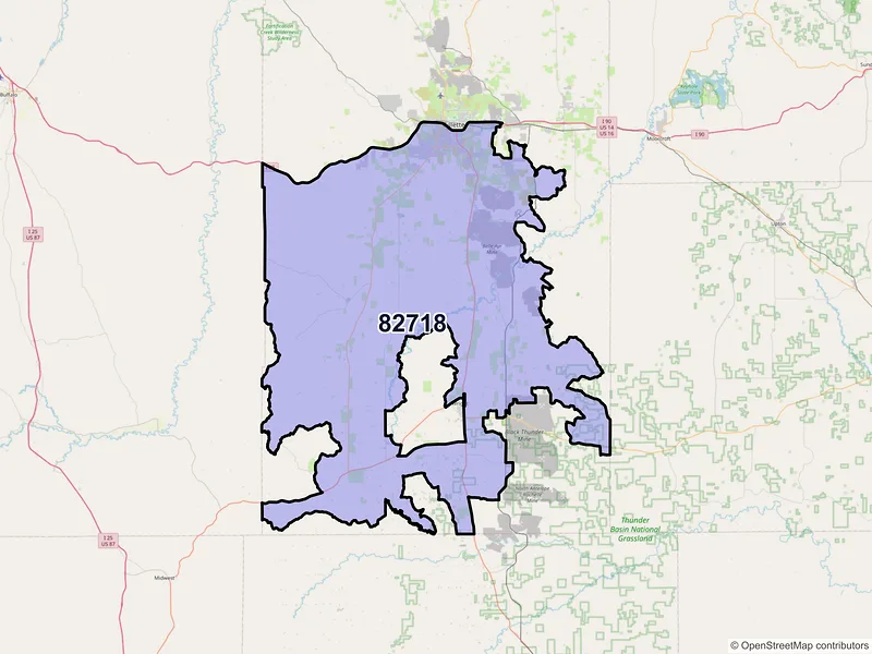 Map of ZIP Code 82718 — Gillette, WY