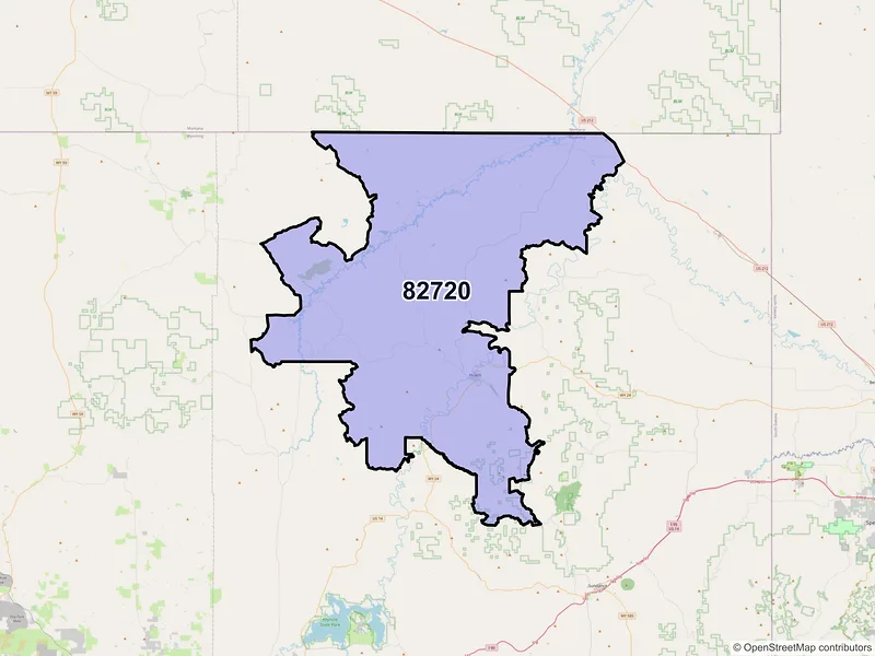 Map of ZIP Code 82720 — Hulett, WY