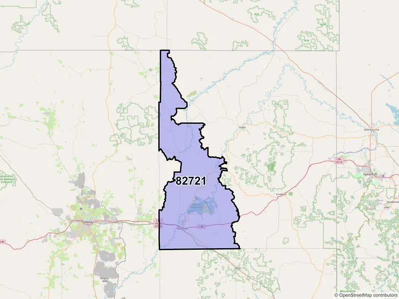 Map of ZIP Code 82721 — Moorcroft, WY
