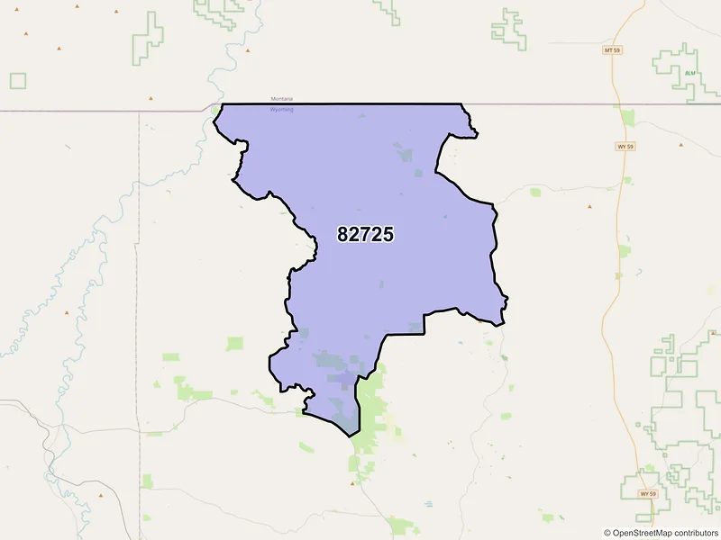 Map of ZIP Code 82725 — Recluse, WY