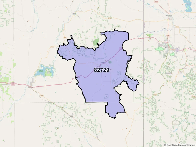 Map of ZIP Code 82729 — Sundance, WY