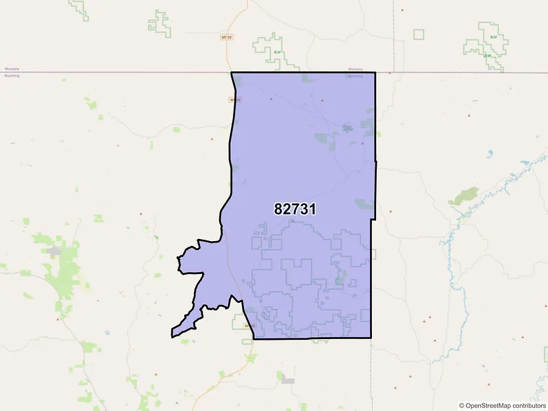 Map of ZIP Code 82731 — Weston, WY