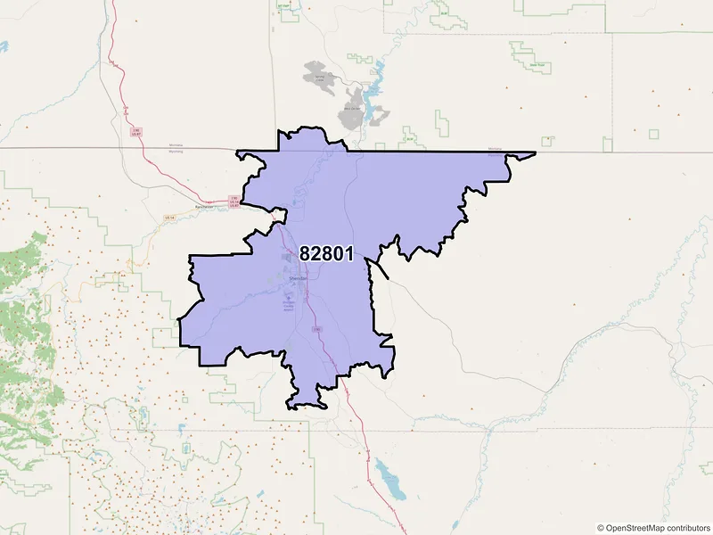 Map of ZIP Code 82801 — Sheridan, WY