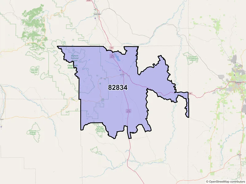 Map of ZIP Code 82834 — Buffalo, WY