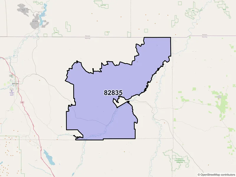 Map of ZIP Code 82835 — Clearmont, WY