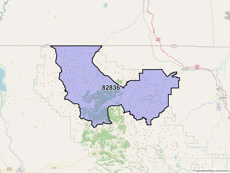 Map of ZIP Code 82836 — Dayton, WY