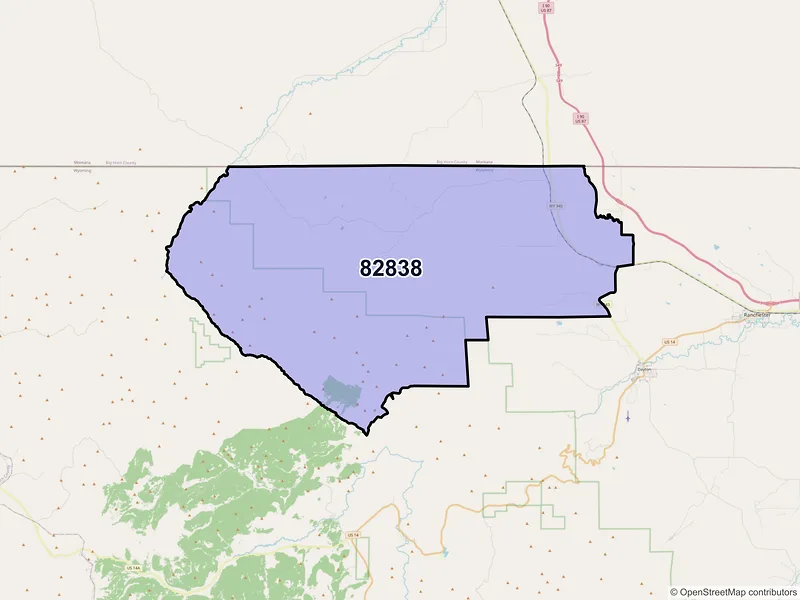 Map of ZIP Code 82838 — Parkman, WY