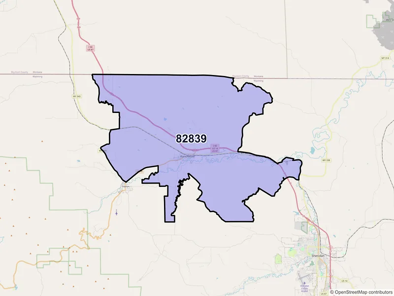Map of ZIP Code 82839 — Ranchester, WY