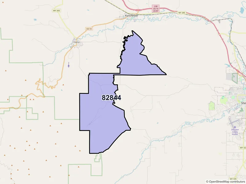 Map of ZIP Code 82844 — Wolf, WY