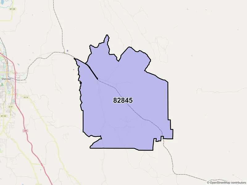Map of Wyarno, Wyoming and ZIP codes