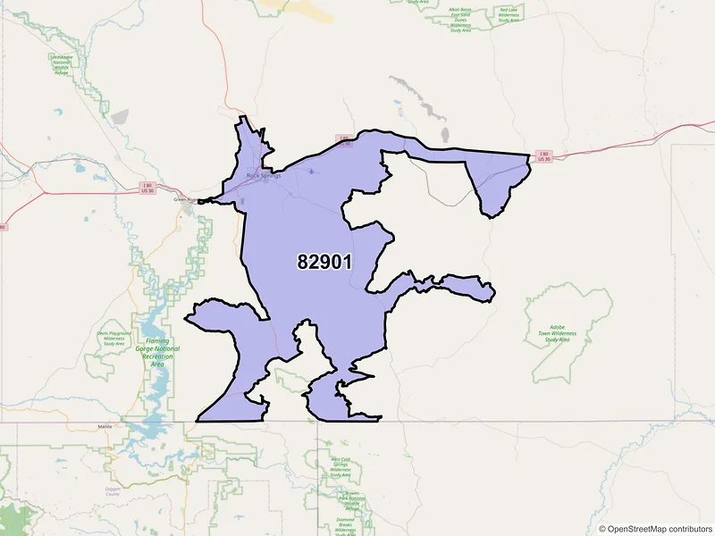 Map of ZIP Code 82901 — Rock Springs, WY