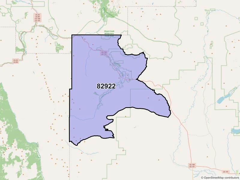 Map of ZIP Code 82922 — Bondurant, WY