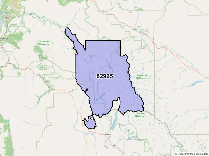 Map of ZIP Code 82925 — Cora, WY