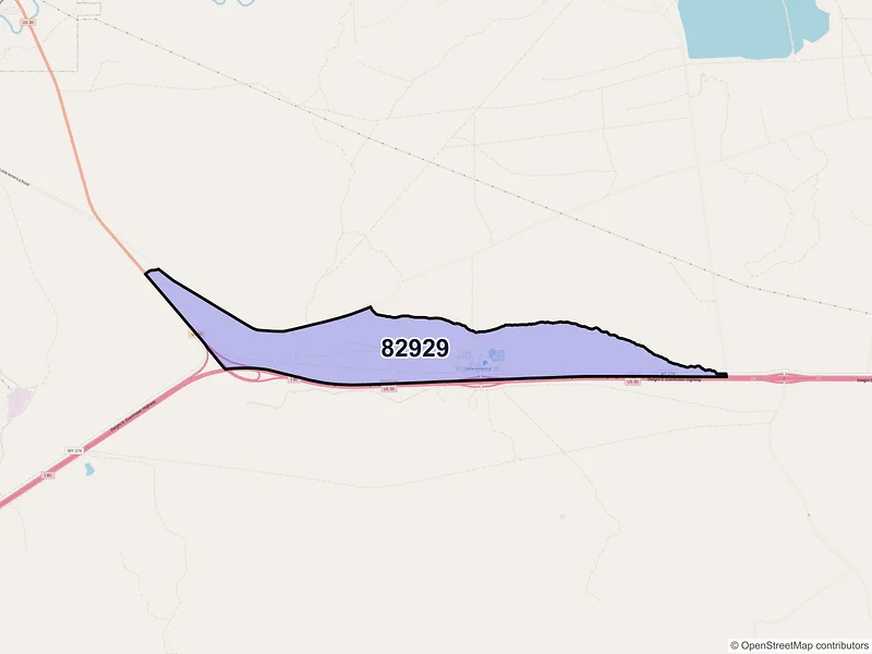 Map of Little America, Wyoming and ZIP codes