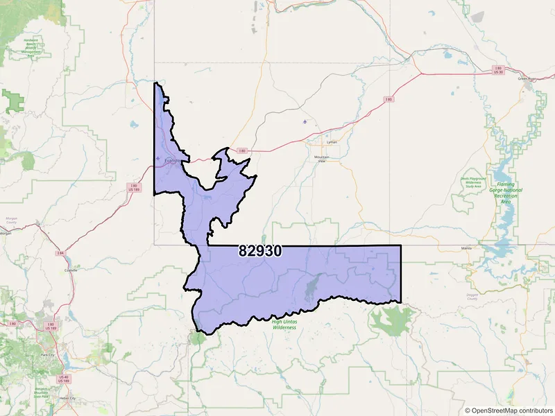 Map of ZIP Code 82930 — Evanston, WY