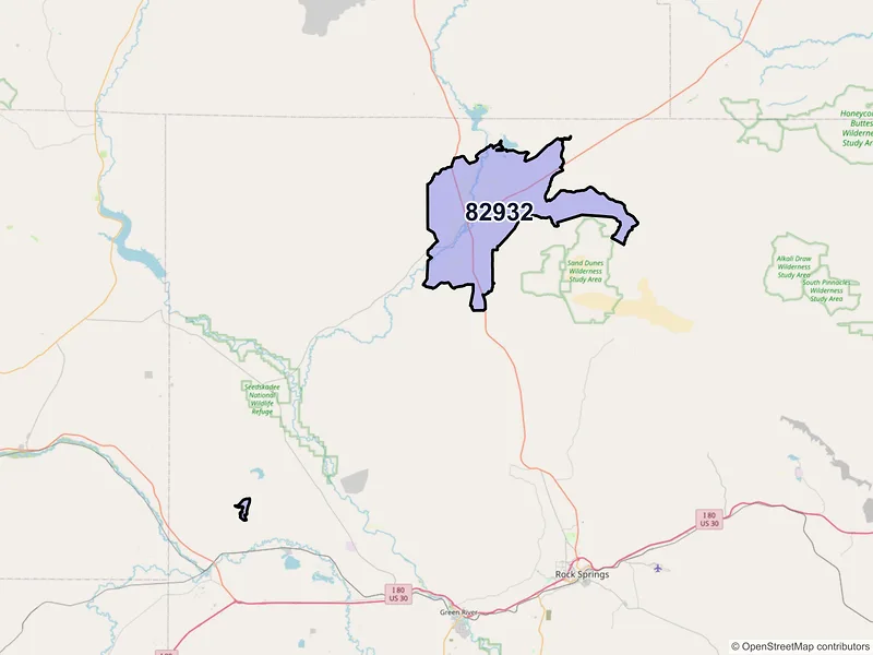 Map of ZIP Code 82932 — Farson, WY