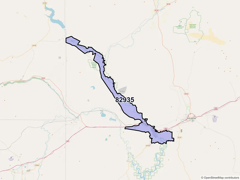 Map of ZIP Code 82935 — Green River, WY
