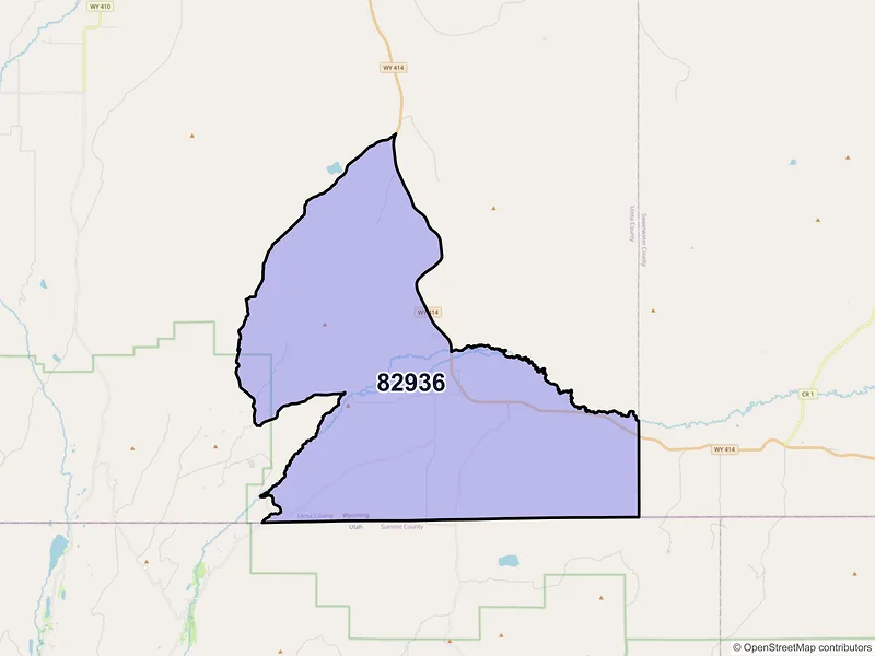 Map of ZIP Code 82936 — Lonetree, WY