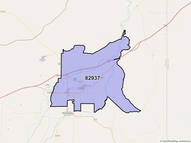 Map of ZIP Code 82937 — Lyman, WY