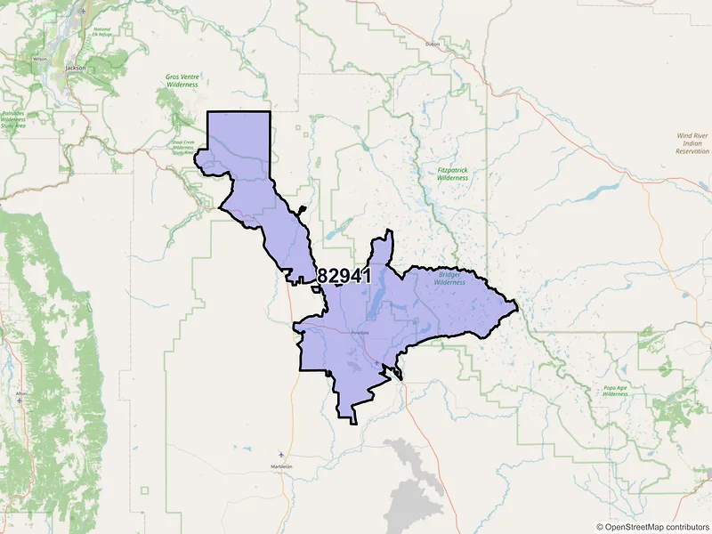 Map of ZIP Code 82941 — Pinedale, WY