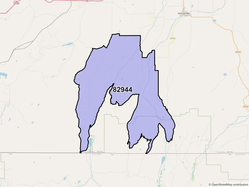 Map of Robertson, Wyoming and ZIP codes