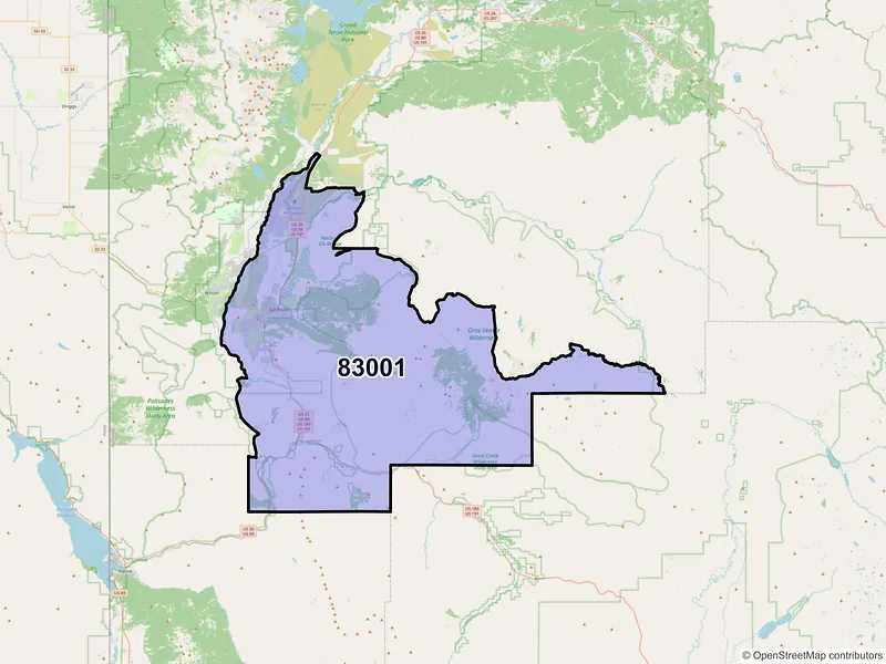 Map of ZIP Code 83001 — Jackson, WY