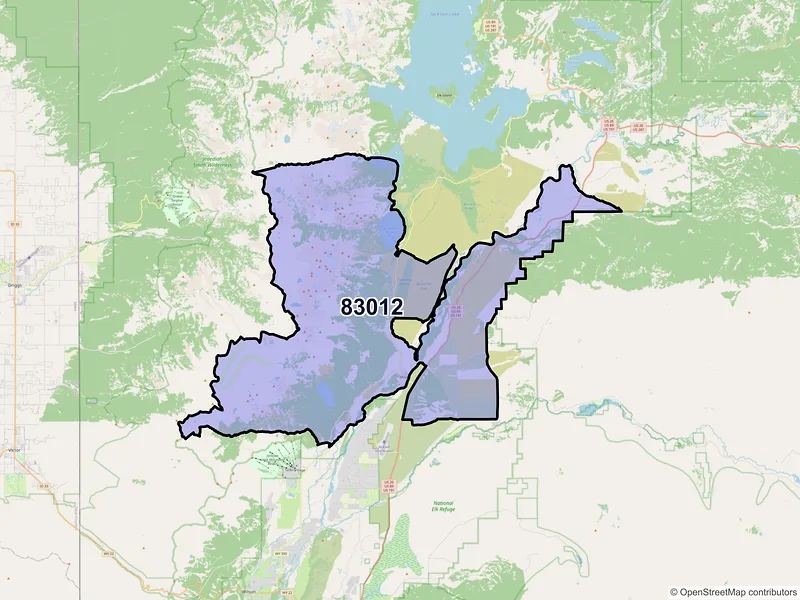 Map of ZIP Code 83012 — Moose, WY