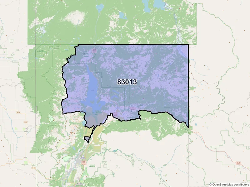 Map of ZIP Code 83013 — Moran, WY