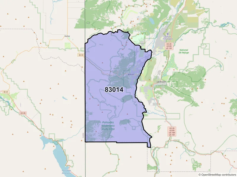 Map of ZIP Code 83014 — Wilson, WY