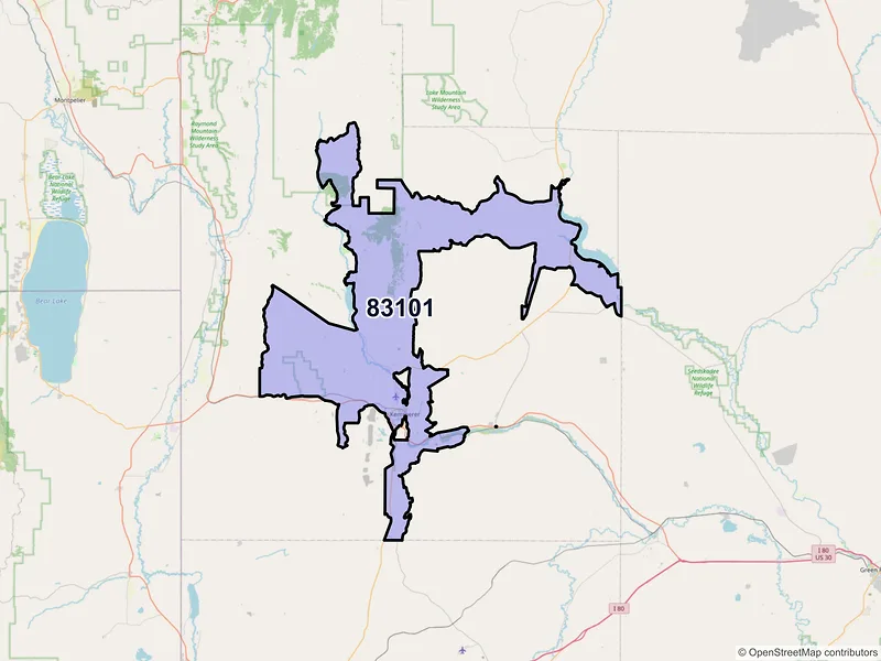 Map of ZIP Code 83101 — Kemmerer, WY