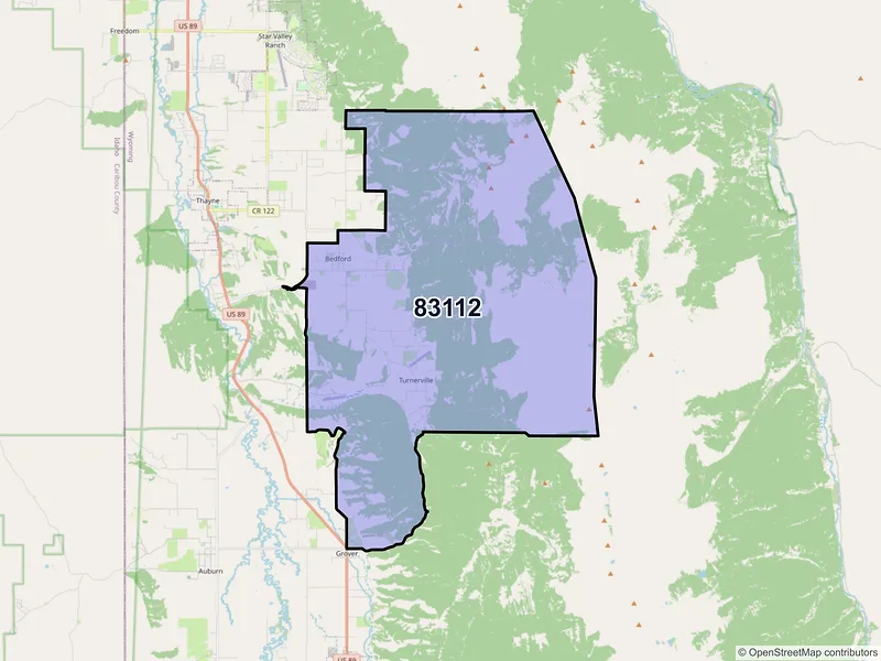 Map of ZIP Code 83112 — Bedford, WY